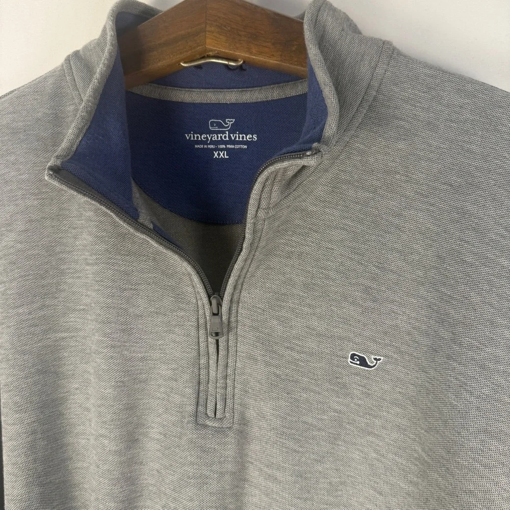 Vineyard Vines Gray Quarter Zip 100% Pima Cotton Shirt Wardrobe Staple Golf